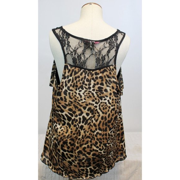Julie's Closet Women's  Leopard Print Tiered Floral Mesh Tank Top size 4X Button - Picture 4 of 7